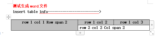 使用aspose.word for Java在word中插入文本和表格支持合并单元格