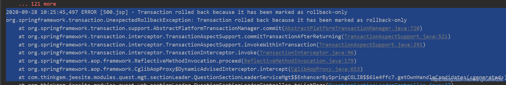 Transaction rolled back because it has been marked as rollback-only 问题记录