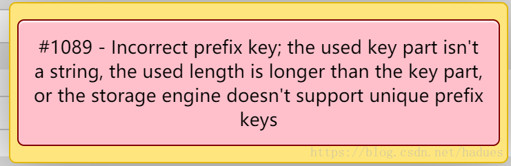 真正解决方案：phpMyAdmin #1089 - Incorrect prefix key; the storage engine doesn't support unique prefix key