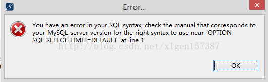 Myeclipse使用DB Browser连接数据库错误：OPTION SQL_SELECT_LIMIT=DEFAULT