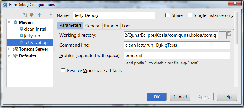 IDEA下使用Jetty进行Debug模式调试