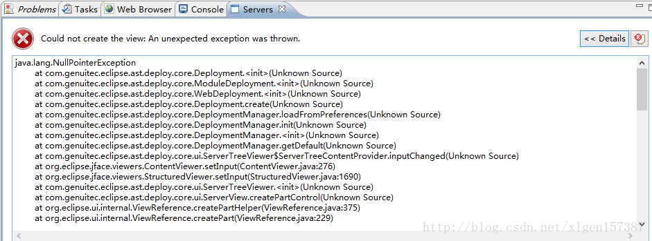 关于MyEclipse 10.7 部署报错，抛空指针异常的解决办法