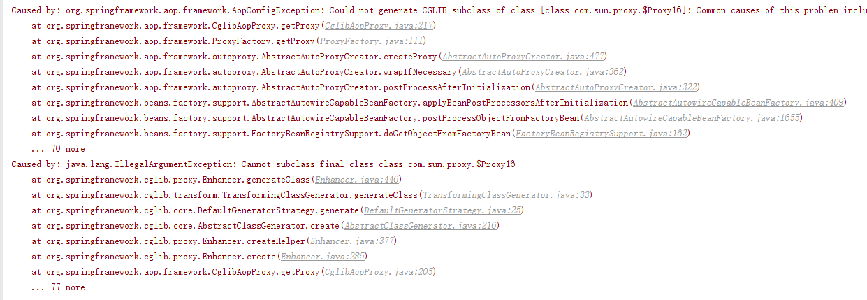 Cannot subclass final class class com.sun.proxy.$Proxy16