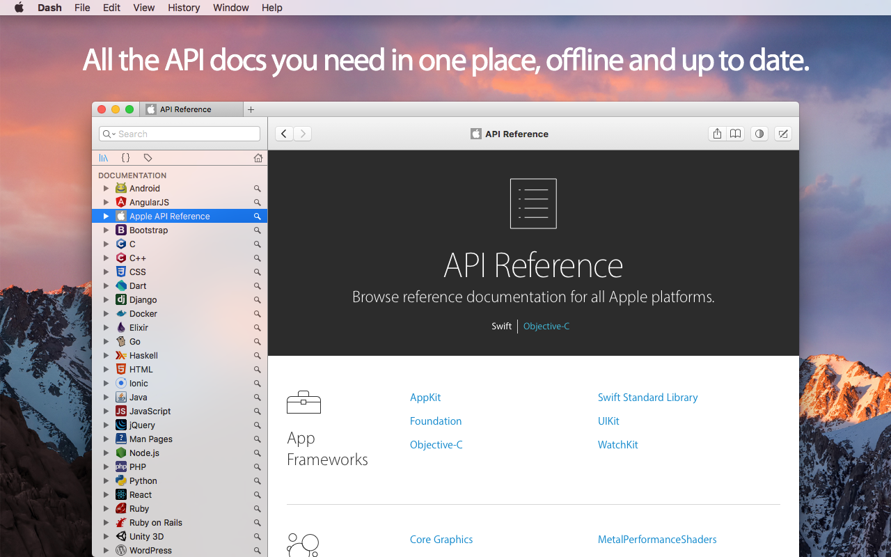 推荐两款很安逸的离线API文档查询工具Dash和Zeal