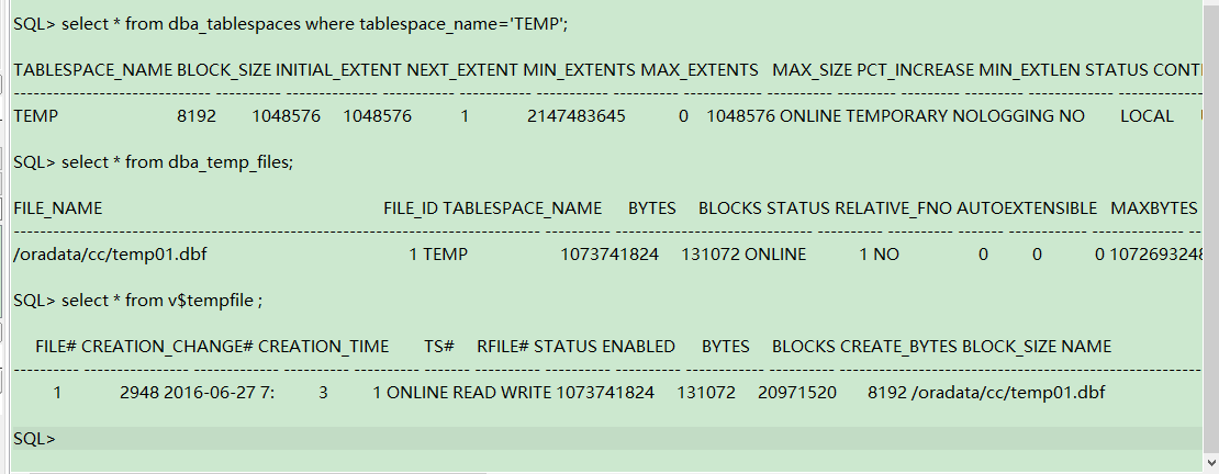 Oracle-临时表空间(组)解读