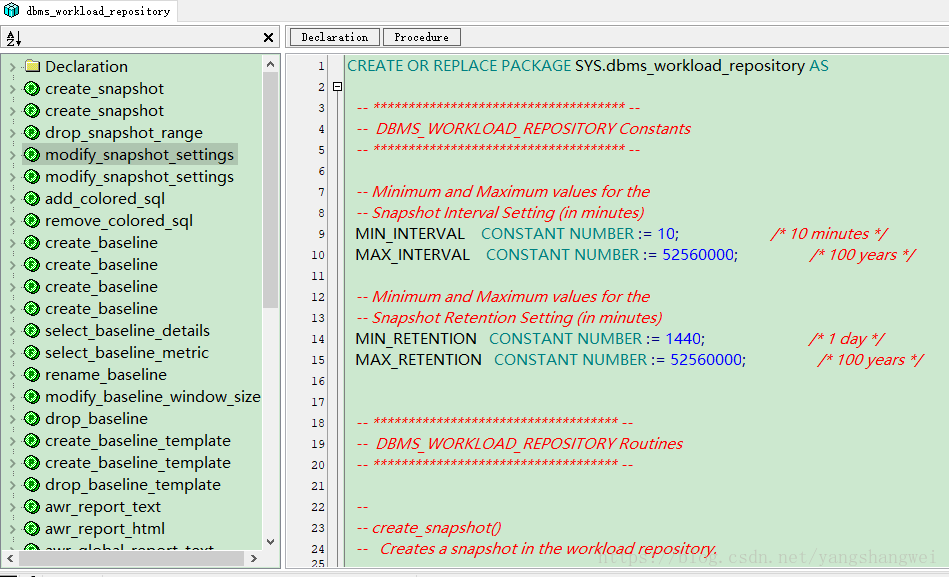 Oracle-AWR管理包DBMS_WORKLOAD_REPOSITORY.MODIFY_SNAPSHOT_SETTINGS