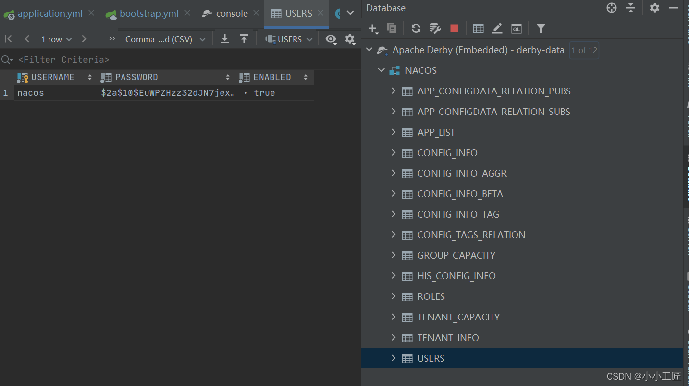 Spring Cloud Alibaba - 20 Nacos StandAlone模式下的数据存储(Derby)及新增登录用户