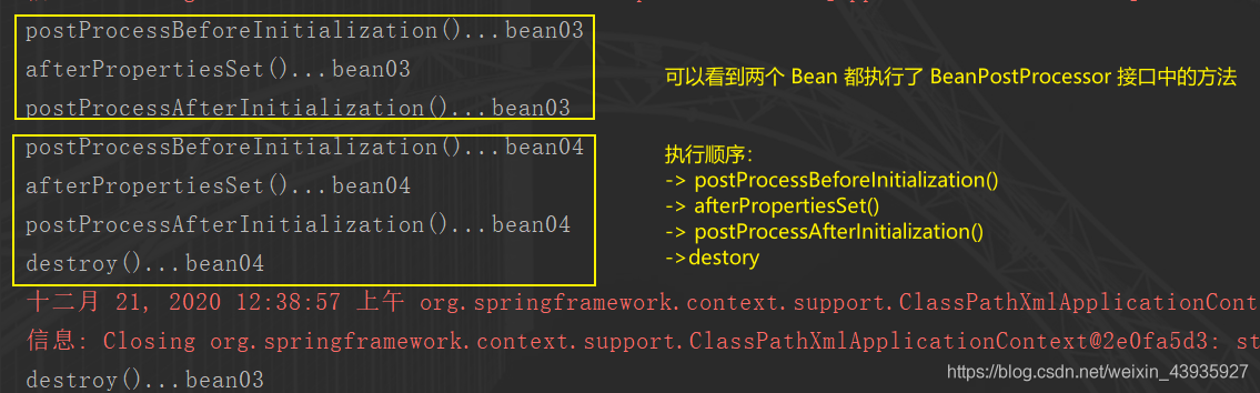 详细阅读:【Spring】扩展点(三):BeanPostProcessor、InstantiationAwareBeanPostProcessor、BeanFactoryPostProcessor 【Spring】扩展点(三):BeanPostProcessor、InstantiationAwareBeanPostProcessor、BeanFactoryPostProcessor